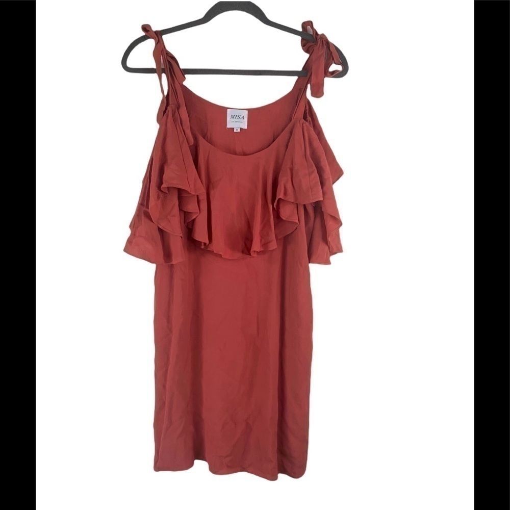 Misa Los Angeles Emil Ruffle Dress Dusty Pink Size M